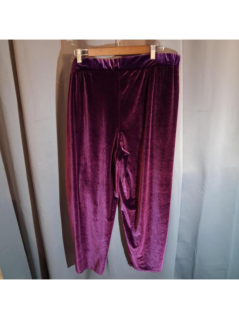 Purple Velvet 4XL Pants with Polyester and Elastane